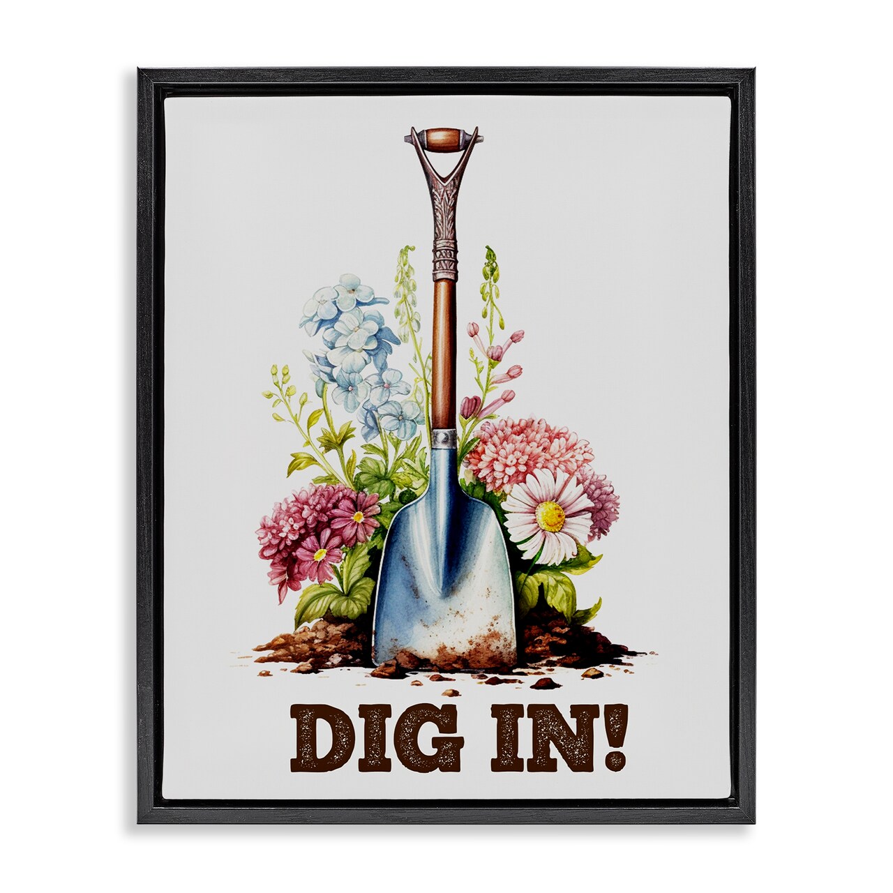 Stupell Industries Dig In Gardening Phrase Floater Framed Canvas Wall Art Design by Karen Smith
